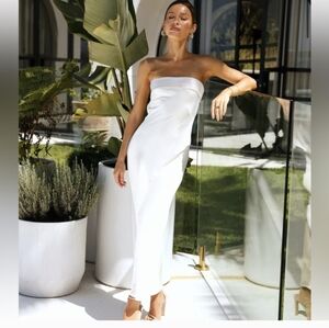 NWT Coolness Calling Satin Maxi Dress White